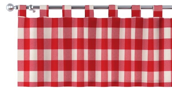 Krátky záves na pútkach farba produktu červená látka vzorované