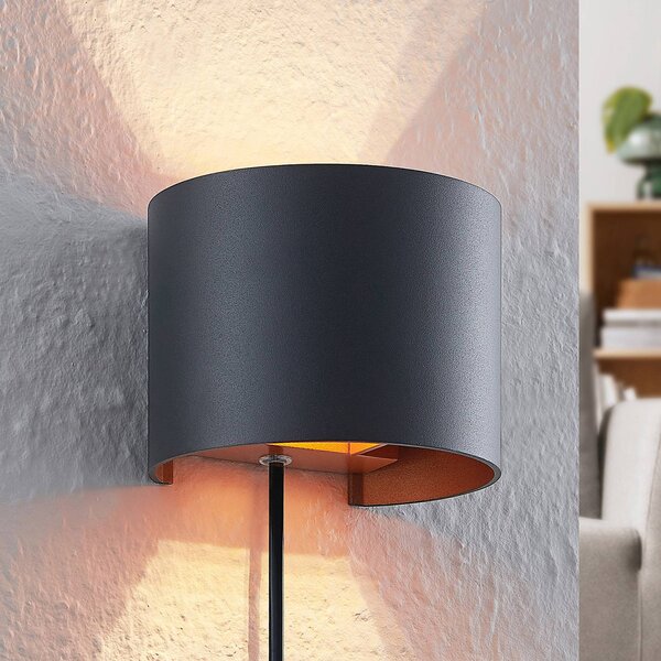 Nástenné svietidlo Arcchio Zuzana, okrúhle, čierne, zástrčka, 13 cm, Čierna, Obývacia izba / jedáleň, Hliník, Moderný, Nástenné svietidlo