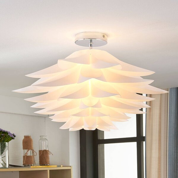 Stropné svietidlo Lindby Rimon, biele, plast, Ø 50 cm, E27