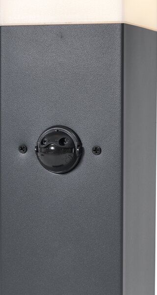 Vonkajšia lampa tmavosivá s opálovým sklom 45 cm IP44 so zásuvkou a snímačom pohybu - Malios