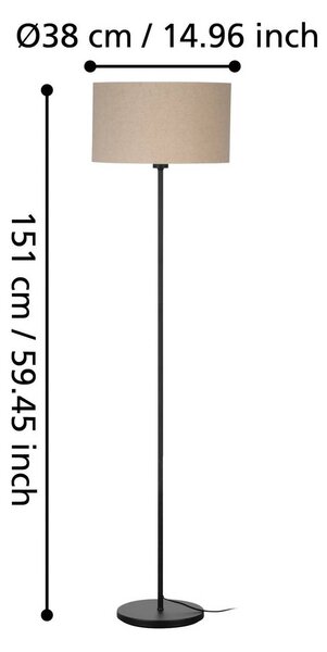 EGLO Stojacia lampa Feniglia ľanové tienidlo prírodná, Krémová / jantárovo žltá, Obývacia izba / jedáleň, Textil / látka / hodváb, Stojaca lampa