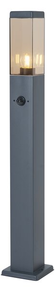Vonkajšia lampa tmavosivá s dymovým sklom 80 cm IP44 so zásuvkou a snímačom pohybu - Malios
