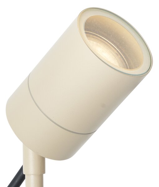 Bodové svietidlo so zemným hrotom béžové GU10 50 mm nastaviteľné IP44 vrátane kábla a zástrčky - Solo