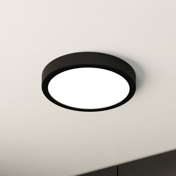 LED stropné svietidlo Fueva 5 IP44 3000K čierne Ø21cm, Čierna, Kúpeľňa, kov, Závesné svietidlo