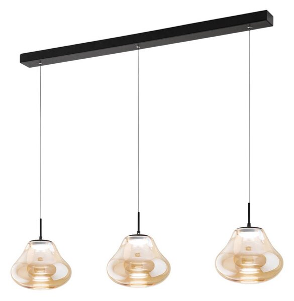 LED závesné svietidlo Deva, 3-pl., 115 cm, jantárové, stmievateľné, Krémová / jantárovo žltá, Obývacia izba / jedáleň, Sklo, Moderný, Závesné svietidlo