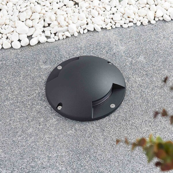 Lindby LED podlahové bodové svietidlo Cormac, 2 svetlá, Ø 21 cm, IP67, Čierna, Hliník, Moderný, Zapustené okrúhle