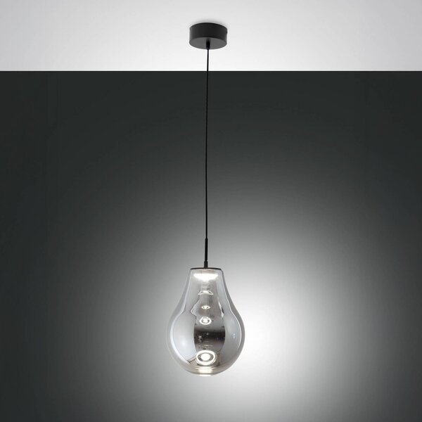LED závesné svietidlo Noa, sivá, sklo, Ø 25 cm, stmievateľné, Hliník / sivá / zinok, Obývacia izba / jedáleň, Sklo, Moderný, Závesné svietidlo
