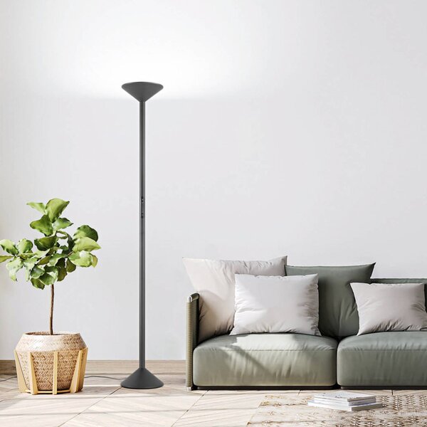 Fabas Luce LED stojacia lampa Tratto, antracitová, kov, stmievateľné, Čierna, Obývacia izba / jedáleň, kov, Moderný, Zemné bodové svetlo