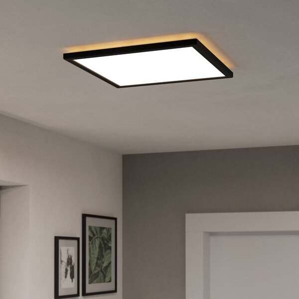 EGLO connect LED stropné svietidlo Rovito-Z, čierne, 39 x cm, Čierna, Obývacia izba / jedáleň, Plast, Stropné svetlo