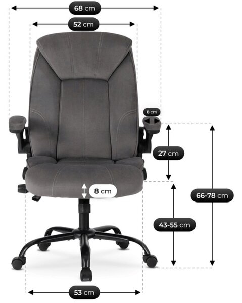 Ergonomická otočná stolička COMFORT, sivá