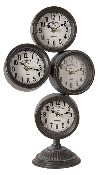 Kovové vintage hodiny sa svetovými časy Old Town Clocks - 24 * 13 * 43 cm / 4 * AA