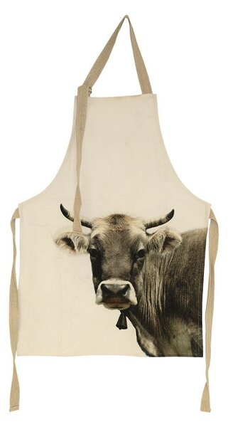Béžová zástera s motívom švajčiarskej kravy - 83 * 61 * 0,3 cm