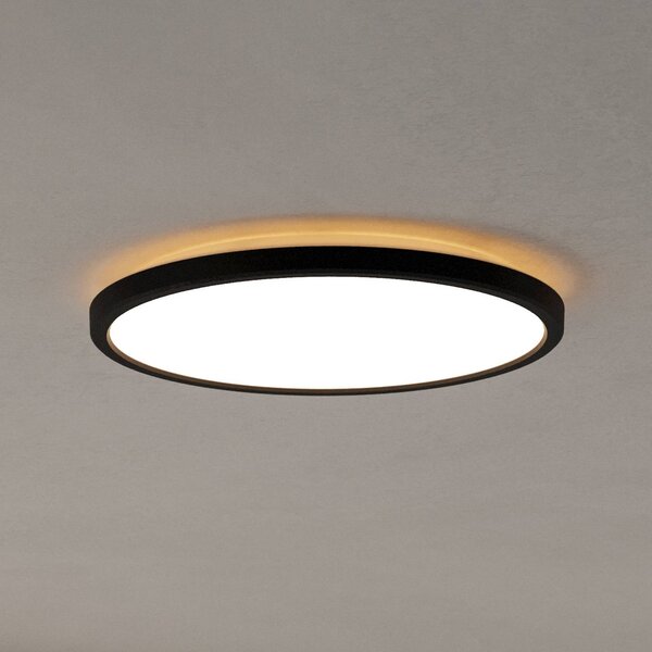 EGLO connect LED stropné svietidlo Rovito-Z, čierne, Ø 30 cm, Čierna, Obývacia izba / jedáleň, Plast, Závesné svietidlo