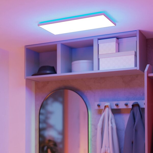 EGLO connect LED stropné svietidlo Rovito-Z, biele, 57 x 30 cm, Biela / opálová, Obývacia izba / jedáleň, Plast, Stropné svetlo