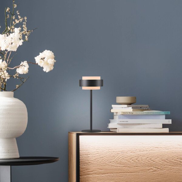 Schöner Wohnen stolová LED lampa Elmo, čierna, 3000 K, stmievač, Čierna, Obývacia izba / jedáleň, kov, Moderný, Stojacie svietidlo