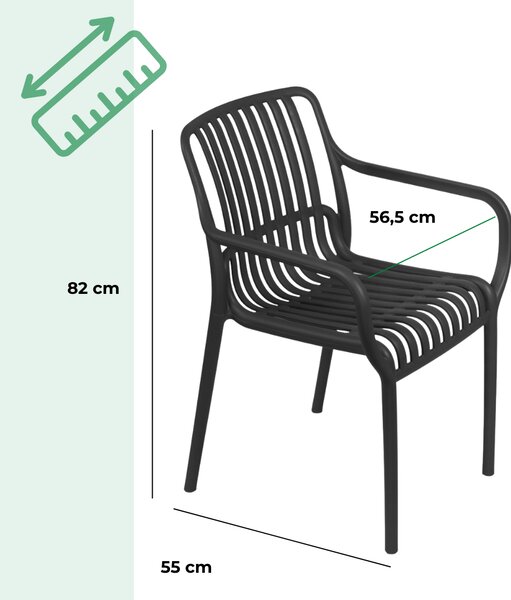 Záhradná stolička LUISE, set 4 ks, antracitová I.P.A.E-Progarden