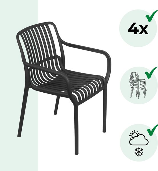 Záhradná stolička LUISE, set 4 ks, antracitová I.P.A.E-Progarden