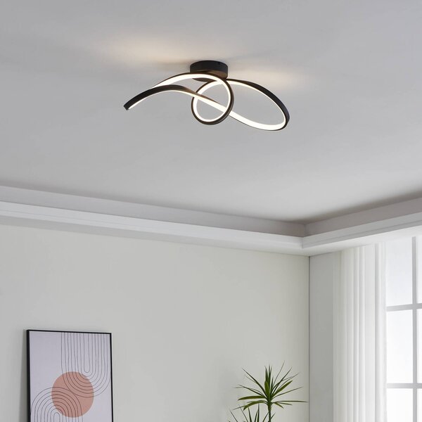 EGLO connect LED stropné svietidlo Calarossa-Z, čierna farba, hliník, Čierna, Obývacia izba / jedáleň, Hliník, Moderný