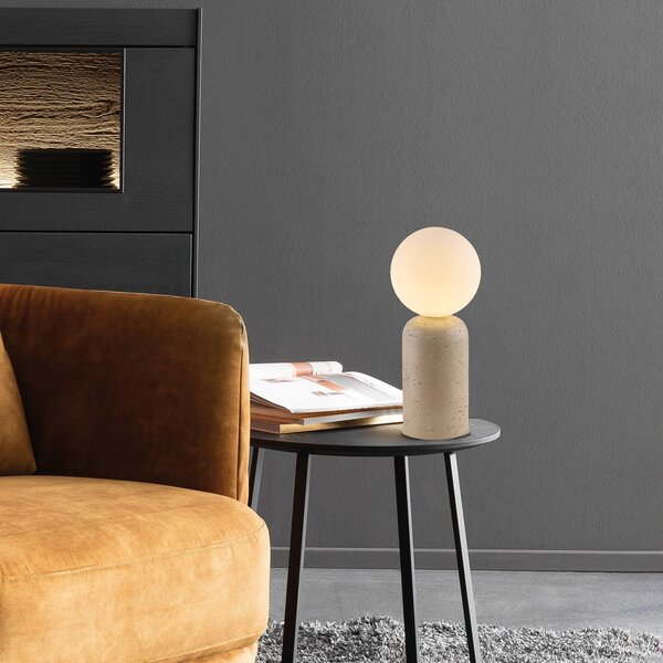 Schöner Wohnen stolová lampa Traventa, béžová/biela, G9, Krémová / jantárovo žltá, Obývacia izba / jedáleň, Betón, Stredomorský, Stojacie svietidlo