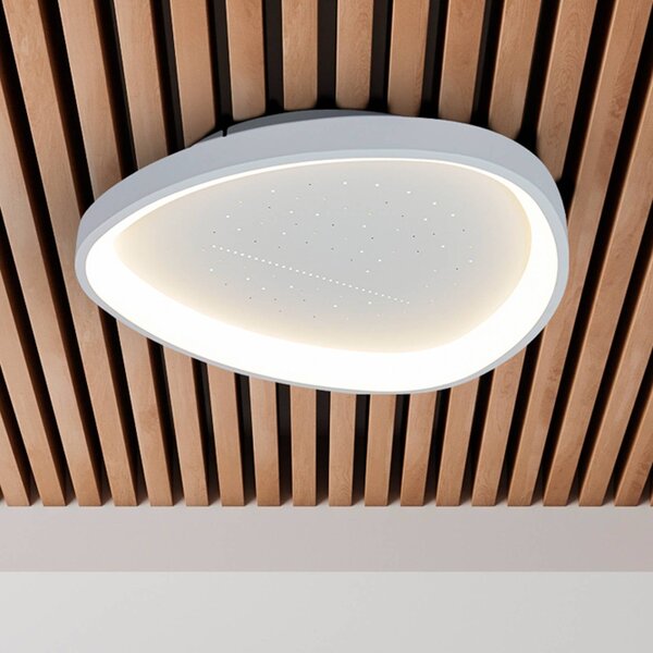 Stropné LED svetlo Argesa Ø 60,5 cm, biele, diaľkové ovládanie, Biela / opálová, Obývacia izba / jedáleň, kov, Moderný, Závesné svietidlo