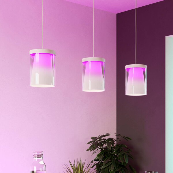 EGLO connect Smart LED závesné svietidlo Chiusello-Z, biele, kovové, Biela / opálová, Obývacia izba / jedáleň, Sklo, Moderný, Závesné svietidlo