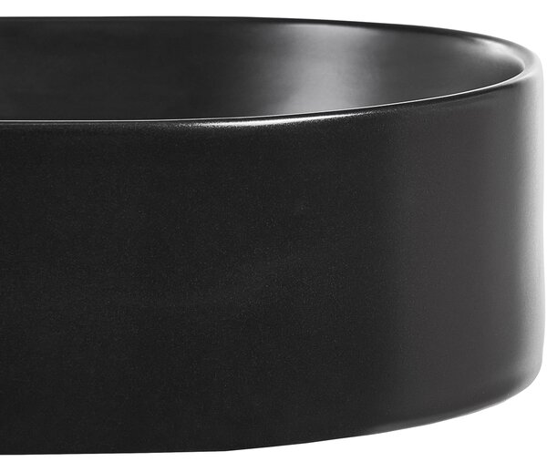 Umývadlo na dosku čierne keramické 500 x 330 mm matné oválne s odtokovou zátkou klik-klak moderný štýl kúpeľňa