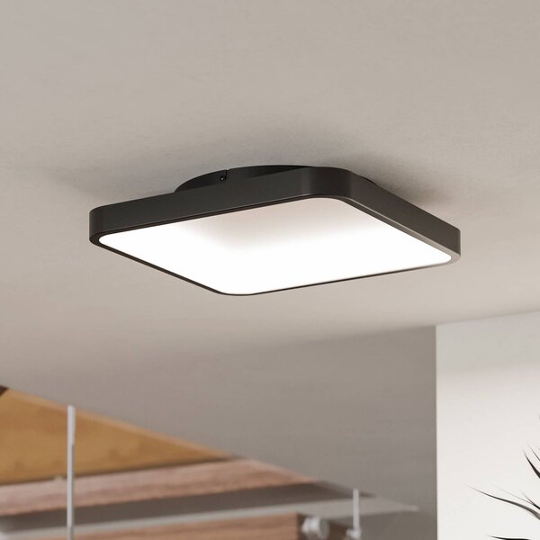 EGLO connect Smart stropné LED svetlo Loretello-Z, hranaté, čierne, Čierna, Obývacia izba / jedáleň, kov, Moderný, Stropné svetlo
