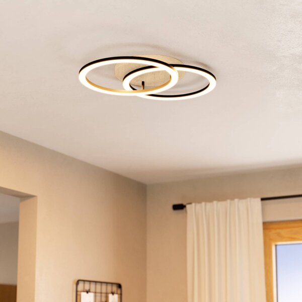 EGLO connect Smart stropné LED svetlo Lomaltas-Z, 58 cm, 4400 lm, Čierna, Obývacia izba / jedáleň, kov, Moderný, Stropné svetlo
