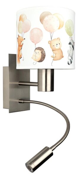 Brilagi - LED flexibilná lampa BOBO 1xE27/25W/230V + LED/3W m. chróm/biela/zvieratká