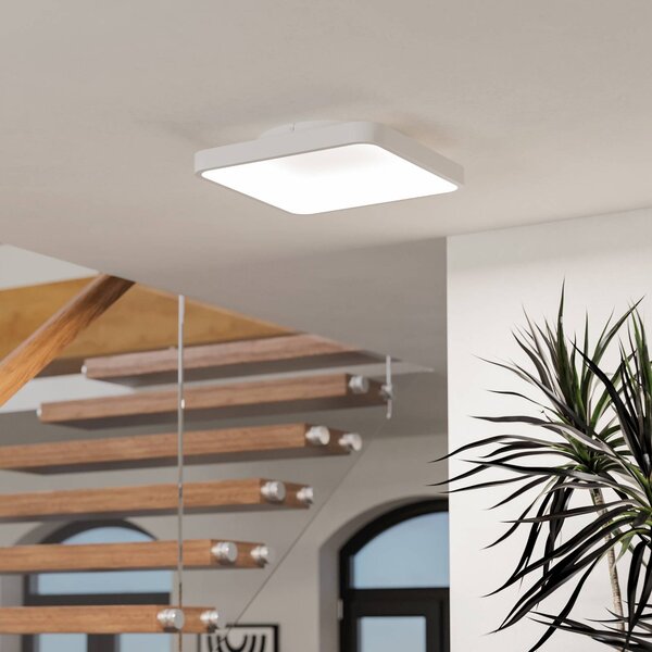EGLO connect Smart-LED stropné svietidlo Loretello-Z, hranaté, biele, Biela / opálová, Obývacia izba / jedáleň, kov, Moderný, Stropné svetlo