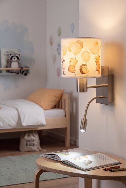 Brilagi - LED flexibilná lampa BOBO 1xE27/25W/230V + LED/3W m. chróm/biela/zvieratká