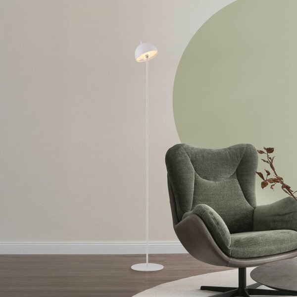 Schöner Wohnen LED stojacia lampa na batérie Bellis, biela, IP54, Biela / opálová, Obývacia izba / jedáleň, kov, Škandinávsky, Stojaca lampa