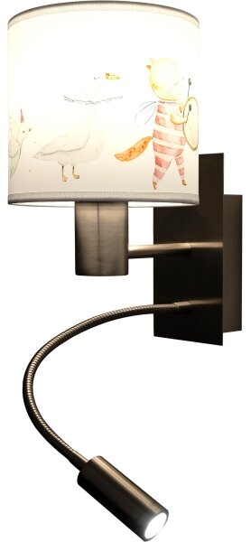 Brilagi - LED flexibilná lampa BOBO 1xE27/25W/230V + LED/3W m. chróm/biela/zvieratká