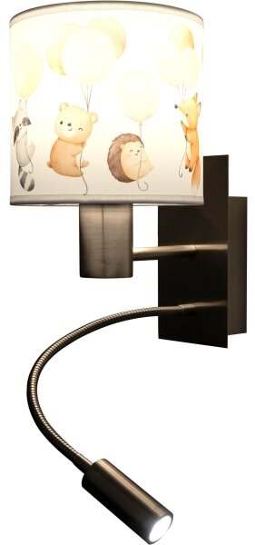 Brilagi - LED flexibilná lampa BOBO 1xE27/25W/230V + LED/3W m. chróm/biela/zvieratká