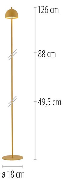 Schöner Wohnen LED stojacia lampa na batériu Bellis, Kvetinové kúzlo IP54, Žltá / oranžová, Obývacia izba / jedáleň, kov, Škandinávsky, Stojaca lampa