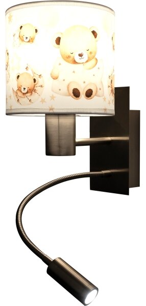 Brilagi - LED flexibilná lampa BOBO 1xE27/25W/230V + LED/3W m. chróm/biela/medvedíky
