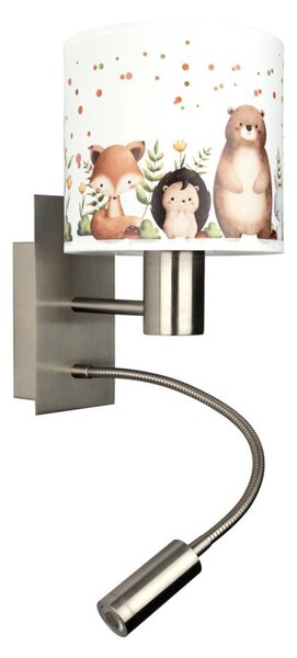 Brilagi - LED flexibilná lampa BOBO 1xE27/25W/230V + LED/3W matný chróm/biela/motív zvieratiek