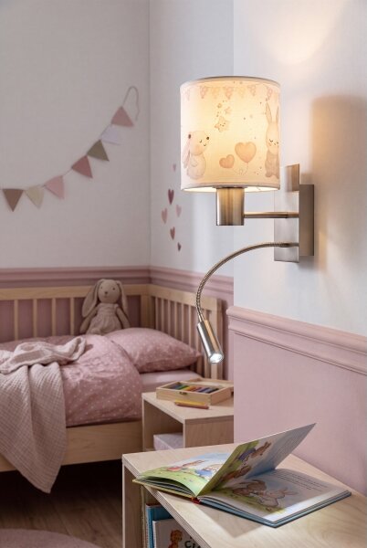 Brilagi - LED flexibilná lampa BOBO 1xE27/25W/230V + LED/3W matný chróm/krémová/zajačiky