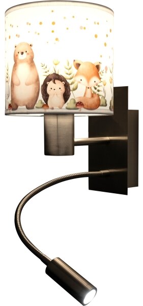 Brilagi - LED flexibilná lampa BOBO 1xE27/25W/230V + LED/3W matný chróm/biela/motív zvieratiek
