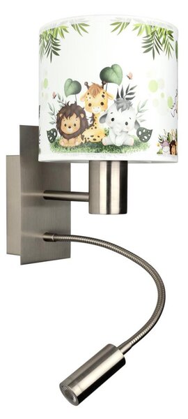 Brilagi - LED flexibilná lampa BOBO 1xE27/25W/230V + LED/3W m. chróm/biela/zelená/džungľa