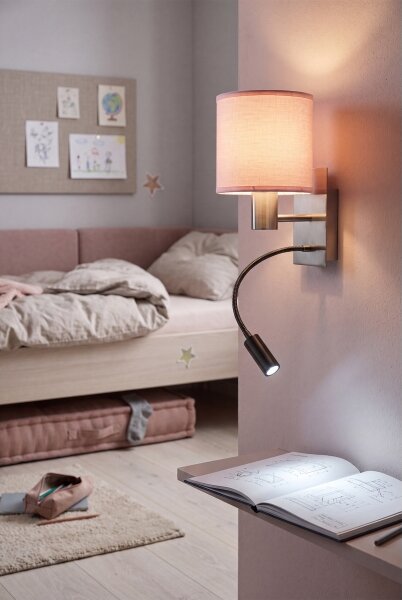 Brilagi - LED flexibilná lampa BOBO 1xE27/25W/230V + LED/3W matný chróm/ružová