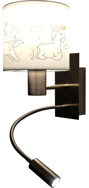 Brilagi - LED Flex. lampa BOBO 1xE27/25W/230V + LED/3W m. chróm/biela/jednorožce