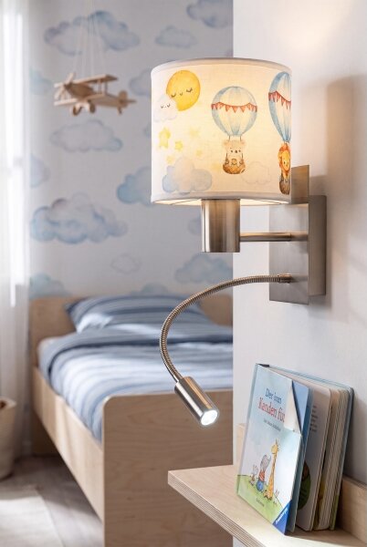 Brilagi - LED flexibilná lampa BOBO 1xE27/25W/230V + LED/3W matný chróm/biela/zvieratká