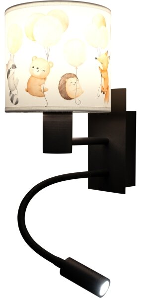 Brilagi - LED flexibilná lampa BOBO 1xE27/25W/230V + LED/3W čierna/biela/so zvieratkami