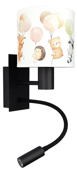 Brilagi - LED flexibilná lampa BOBO 1xE27/25W/230V + LED/3W čierna/biela/so zvieratkami