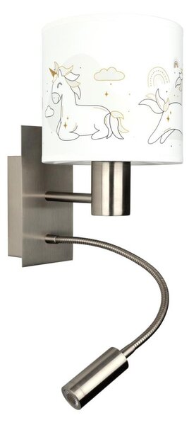 Brilagi - LED Flex. lampa BOBO 1xE27/25W/230V + LED/3W m. chróm/biela/jednorožce