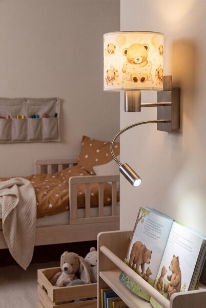 Brilagi - LED flexibilná lampa BOBO 1xE27/25W/230V + LED/3W m. chróm/biela/medvedíky