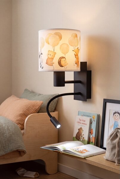 Brilagi - LED flexibilná lampa BOBO 1xE27/25W/230V + LED/3W čierna/biela/so zvieratkami