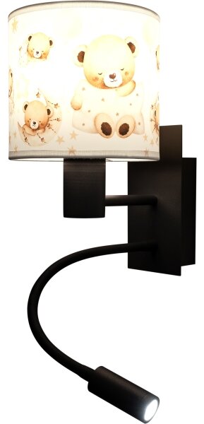 Brilagi - LED flexibilná lampa BOBO 1xE27/25W/230V + LED/3W čierna/biela/medvedíky