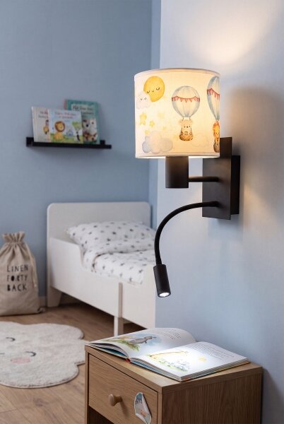 Brilagi - LED flexibilná lampa BOBO 1xE27/25W/230V + LED/3W čierna/biela/so zvieratkami